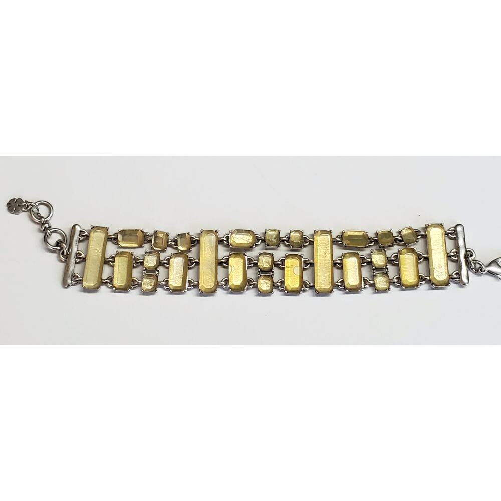 Lucky Brand Silver Tone Yellow Acrylic Stone Bracelet 8 in.